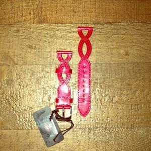 Red Leather Michele Watch Band Size 18